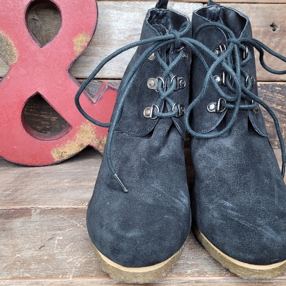 Steve Madden DESSERTT Black Leather Lace Up Shoes - Picture 3 of 14